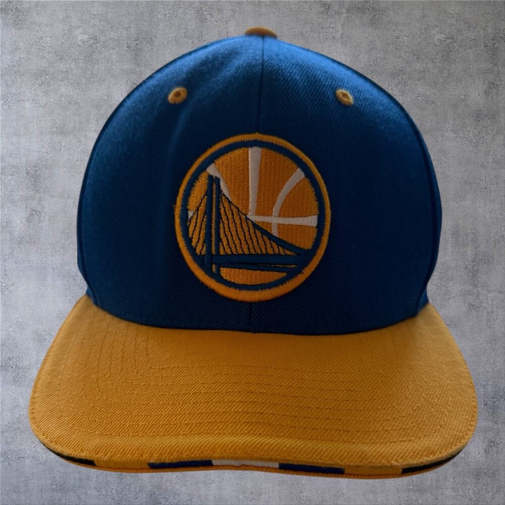 Mitchell & Ness Golden State Warriors Snapback Hat Blue Yellow NBA Bridge Logo